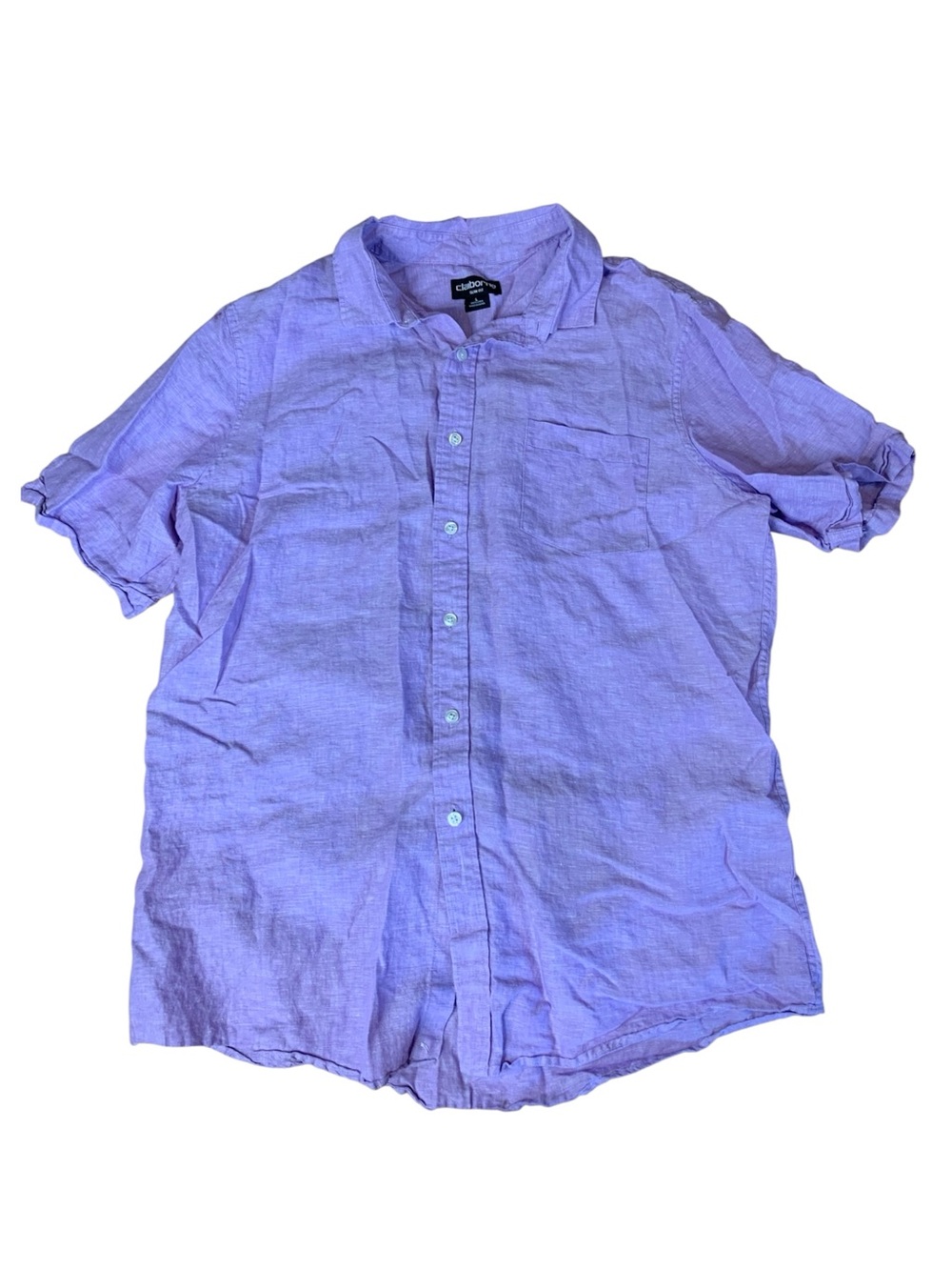 Claiborne Slim Fit 100% Linen Short Sleeve Button-Down Shirt - Size Large